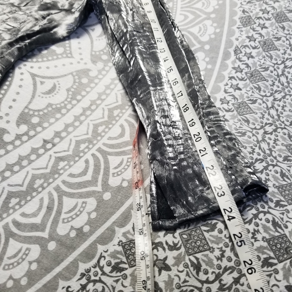 NOTATIONS XL BUTTON BLOUSE METALLIC SILVER RETRO - Picture 5 of 5